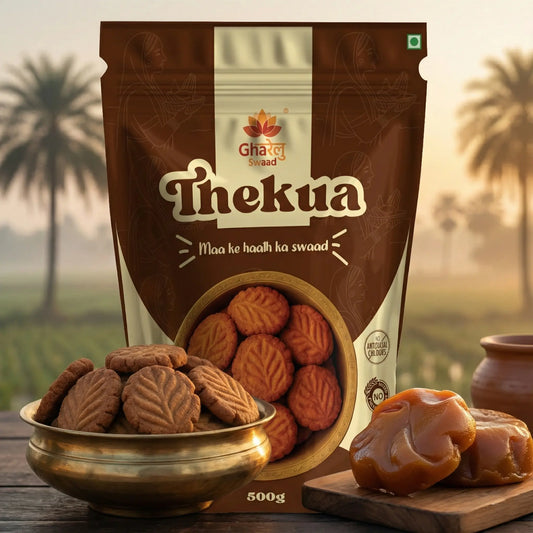 Nolen Gur Thekua – Premium Jaggery Thekua | GHARELU SWAAD (500g)